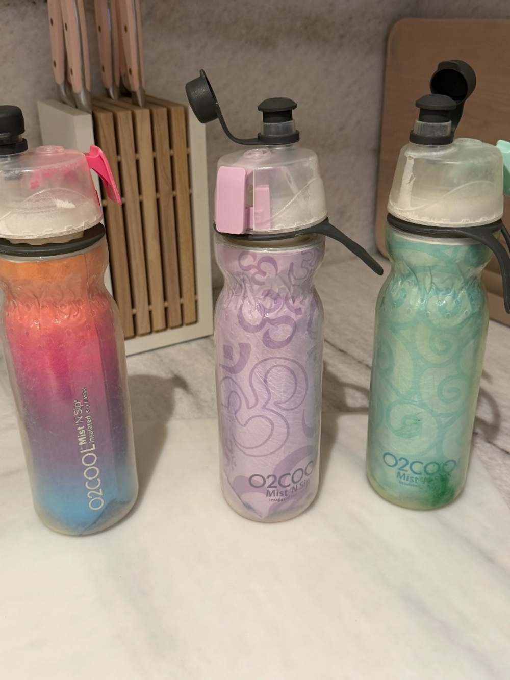 O2COOL Mist ’N Sip Insulated Water Bottles – Set of 3